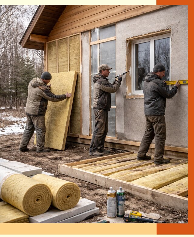 Утепление дачного дома в Мысках от 4818 руб/м2 — недорого | ТепломастерМси