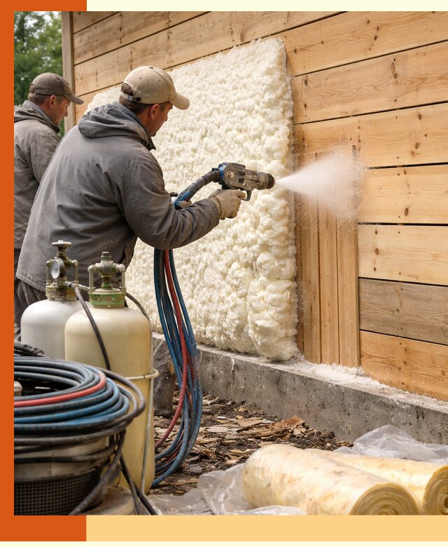 Утепление деревянного дома пенополиуретаном в Мысках