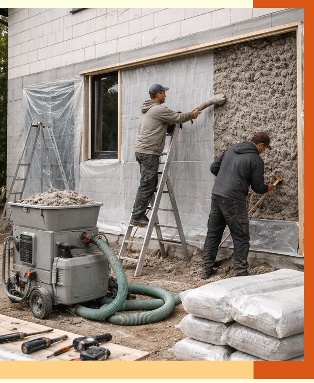 Утепление дома из газобетона эковатой в Мысках от 4564 руб./м2 | ТепломастерМси