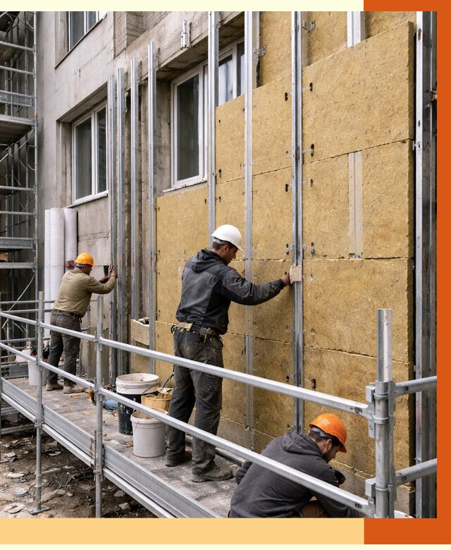Утепление вентилируемого фасада в Мысках от 5680 руб/м2 — монтаж и утепление вентфасад | ТепломастерМси